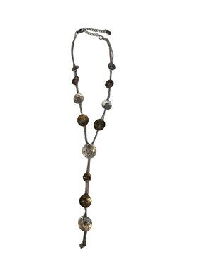 Vintage Mixed Metal Disc Necklace Adjustable 16” Boho Minimalist Layering Chain